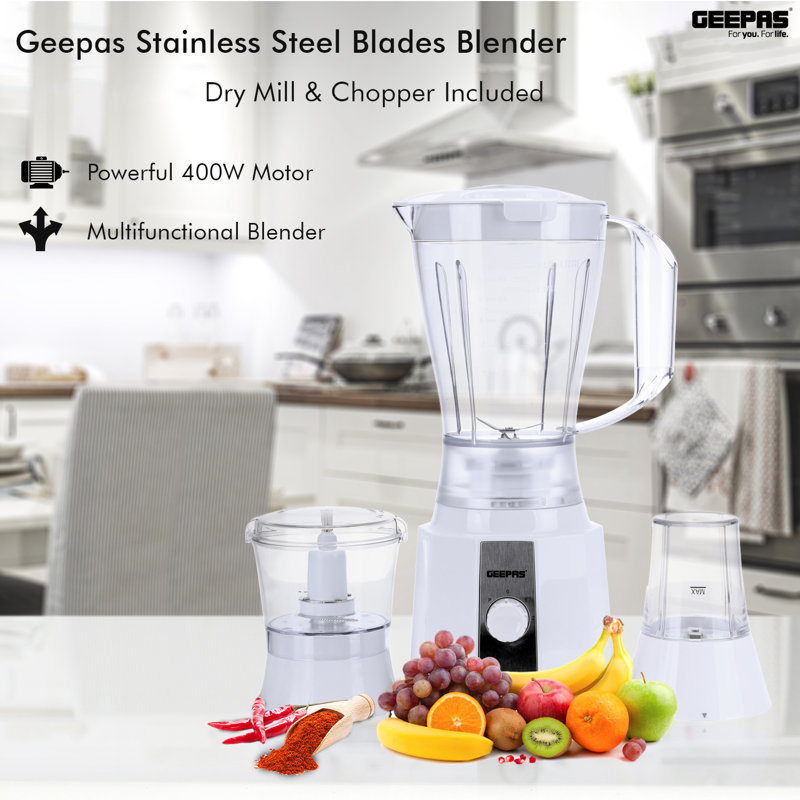 Geepas Food Jug Blender with Jar, White