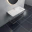 Gloss White Fireclay Rectangular Console Bathroom Sink with Overflow-49500074-119167068