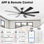 Ventilateur de plafond à DEL à intensité variable de 72 po avec 3 lumières DEL CCT, moteur CC réversible à 6 vitesses, minuterie, télécommande et contrôle des applications VacZon-231138380