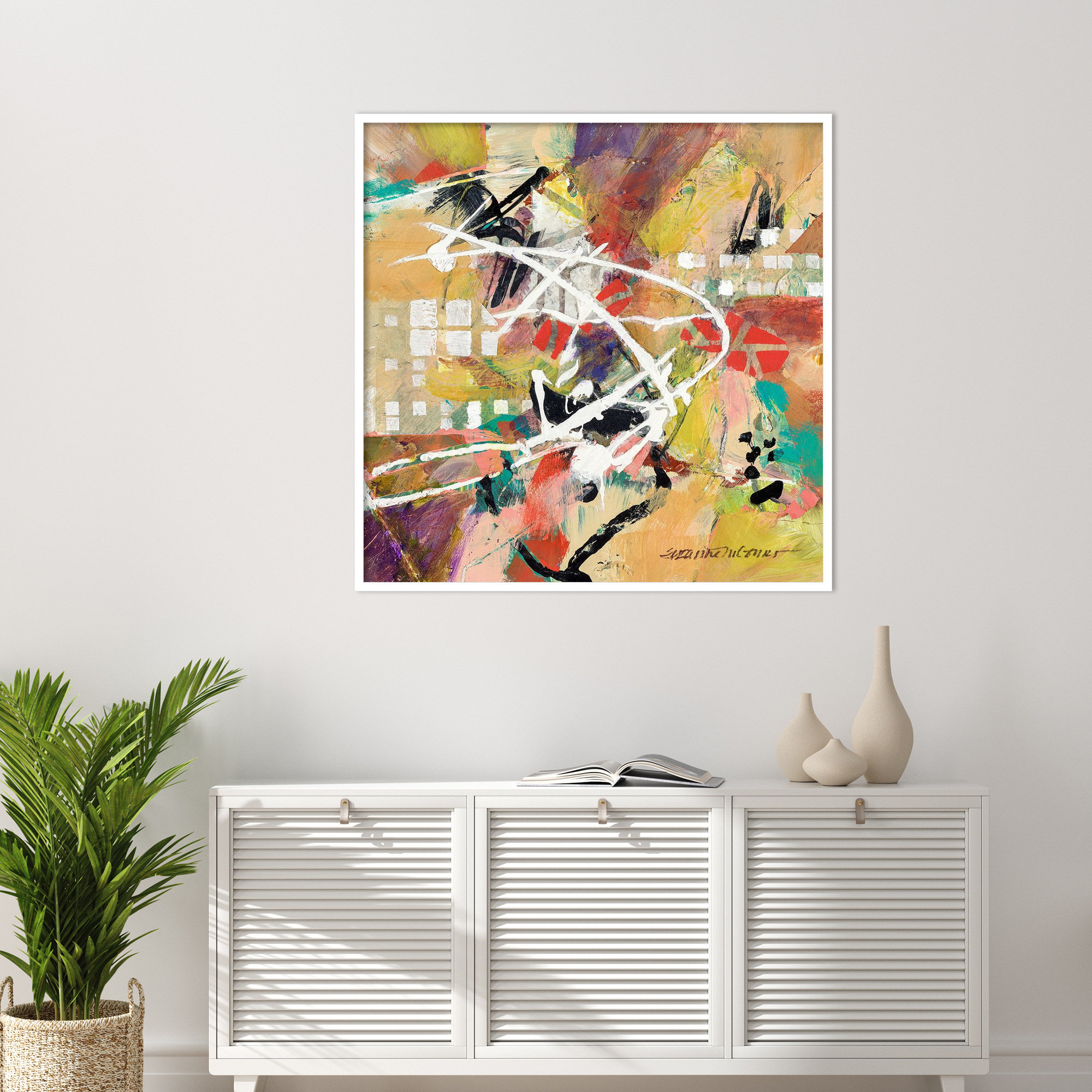 Boogie by Sutter Wood Framed Wall Art Print, White, 41" H x 41" W