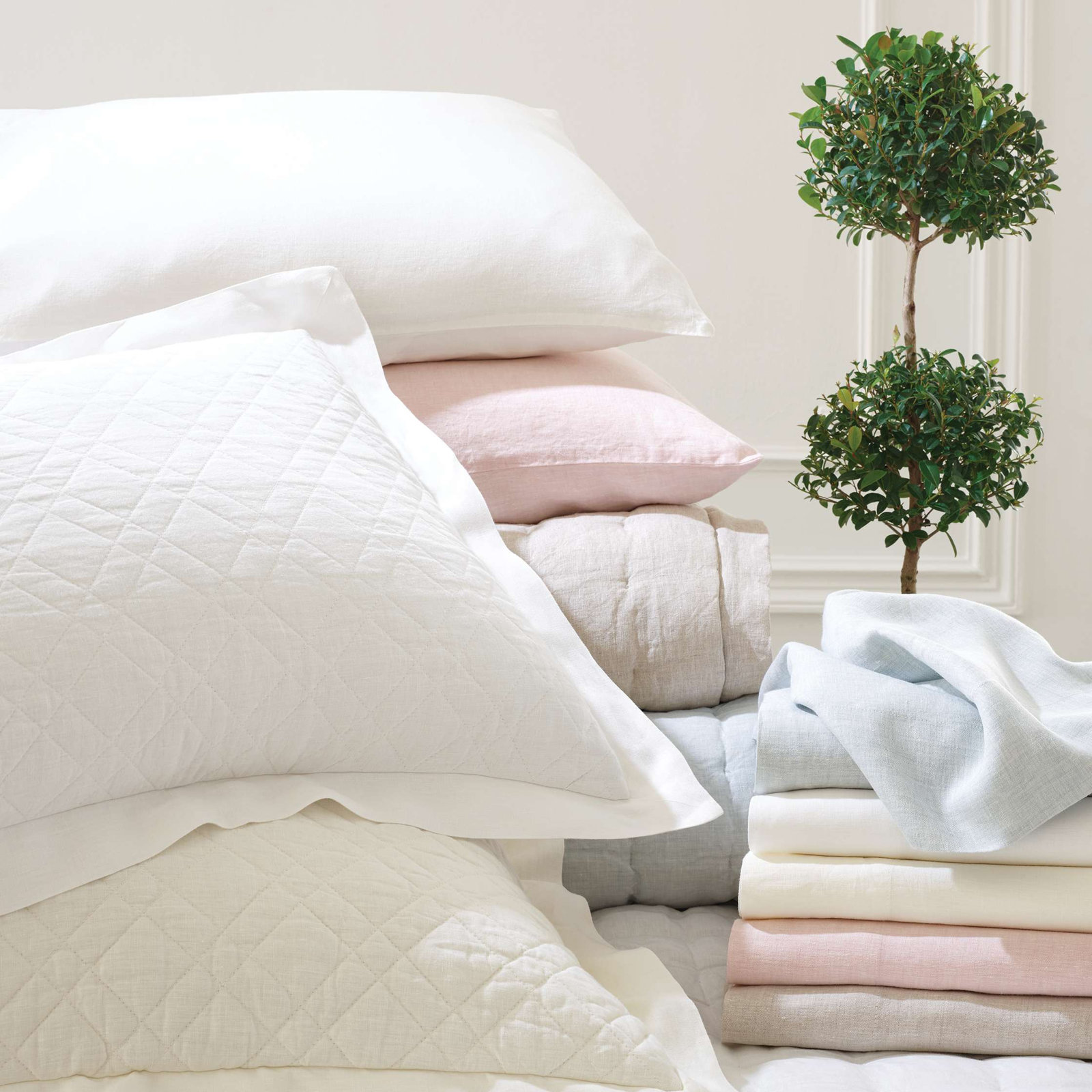 Lush Linen Shams, Euro, Slipper Pink