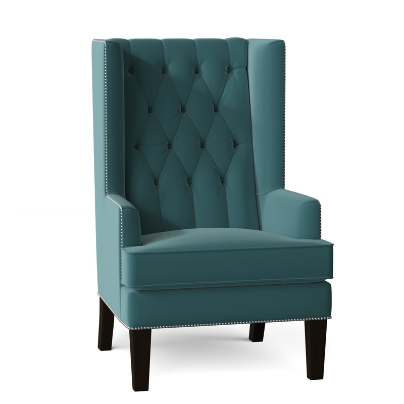 Fauteuil à oreilles capitonné de 30 po de largeur Searle, Paon Klein, Naturel