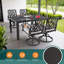 Ensemble repas 5 pièces en aluminium pour l'extérieur avec table rectangulaire et 4 chaises berçantes pivotantes - dossier à branches, coussins Sunbrella, brun bourbon