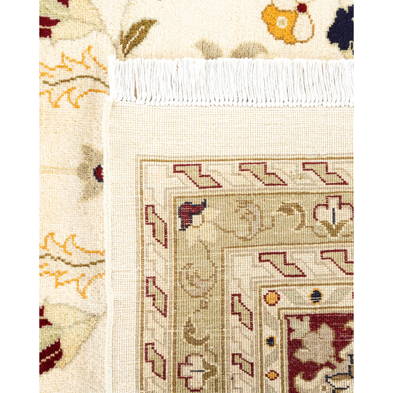 One-of-a-Kind Hayner Hand-Knotted 1990s 12' x 15'5" Wool Area Rug in Ivory/Red/Green/Blue