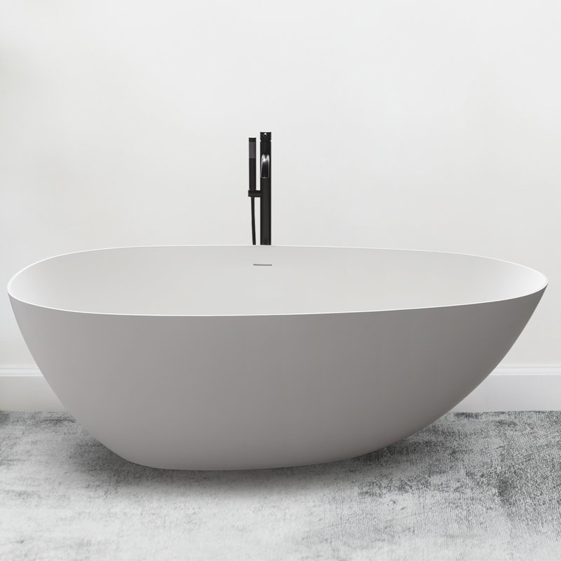 59'' L x 30.7'' W Freestanding Soaking Solid Surface Bathtub