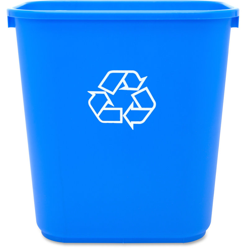 Blue Plastic Office Recycling Bin - 7 Gallons
