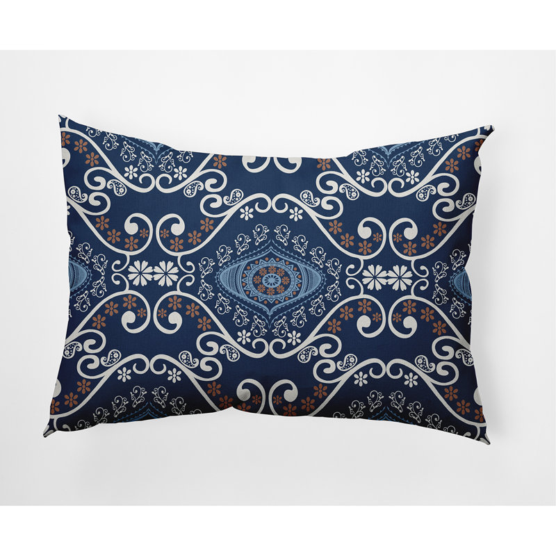 Illuminate Geometric Outdoor Reversible Throw Pillow, Navy Blue