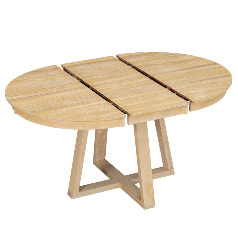 Ensemble repas 5 pièces avec table ronde extensible et chaises rembourrées Retro, Natural