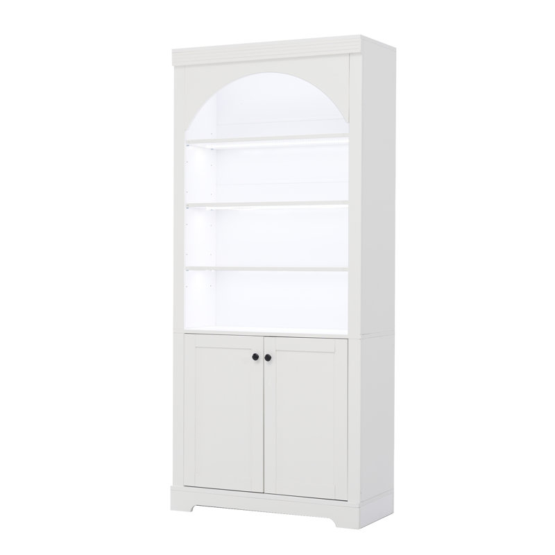Bibliothèque haute avec 4 lumières DEL, Blanc
