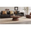 Table basse ronde en noyer rustique 35,43 po avec base conique épaisse, aucun assemblage requis-614508139