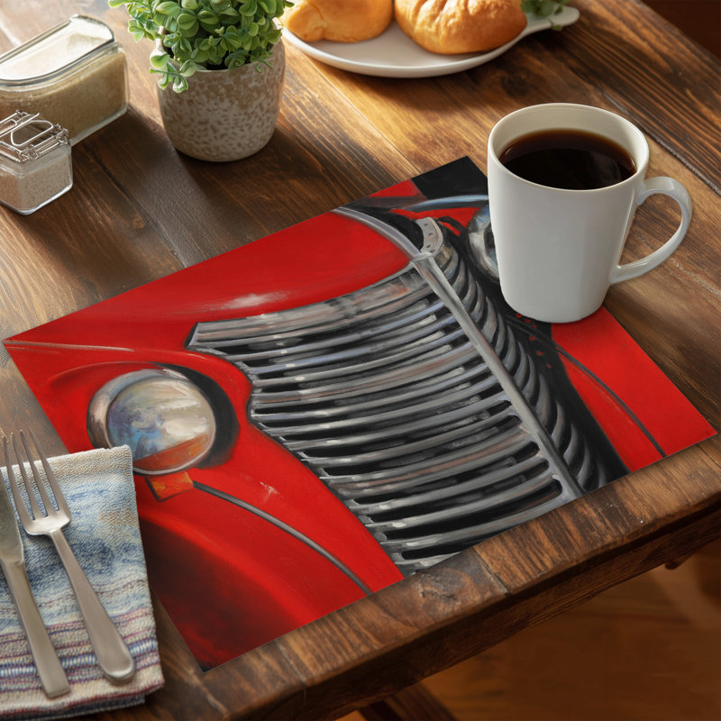 Napperon gris 50's Car Grid Vintage