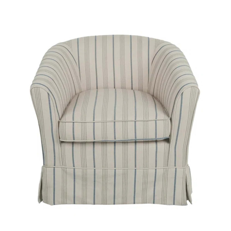 Aajaylah Upholstered Swivel Barrel Chair, White Fabric