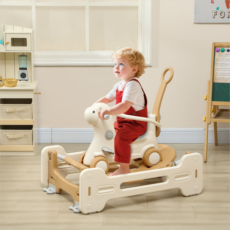 Rangement à bascule chevaux et animaux en brun, 5 po, avec contrôle pratique, Hdpe et Pp