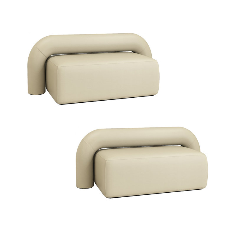 Delannie 51.2'' Faux Leather Loveseat, Beige Faux Leather