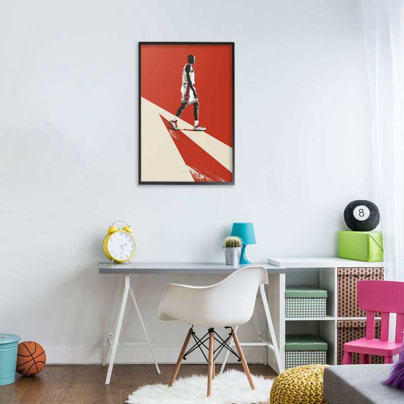 Giclée encadrée, légende du basketball rétro, design par Ray Powers, Giclée encadrée noir minuit, H 24 po x l 16 po