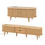 Ensemble de meuble télé et table basse en bois avec station de charge, console média cannelée ovale avec portes coulissantes