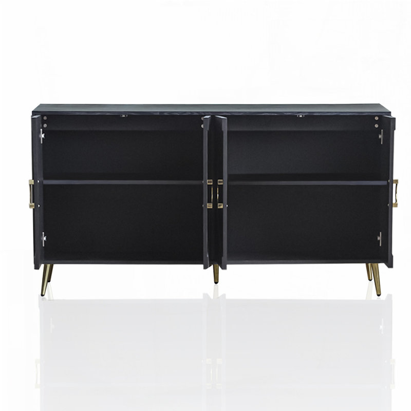 Armoire 4 portes en bois, Noir patiné