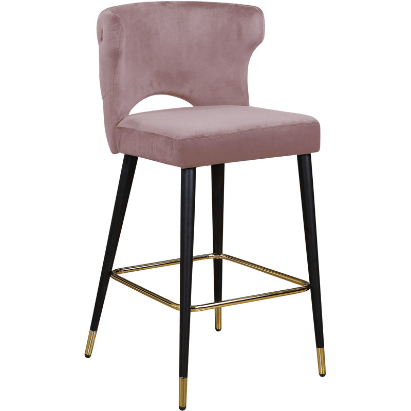 Tabouret de bar 28 po Kelly, Velours rose