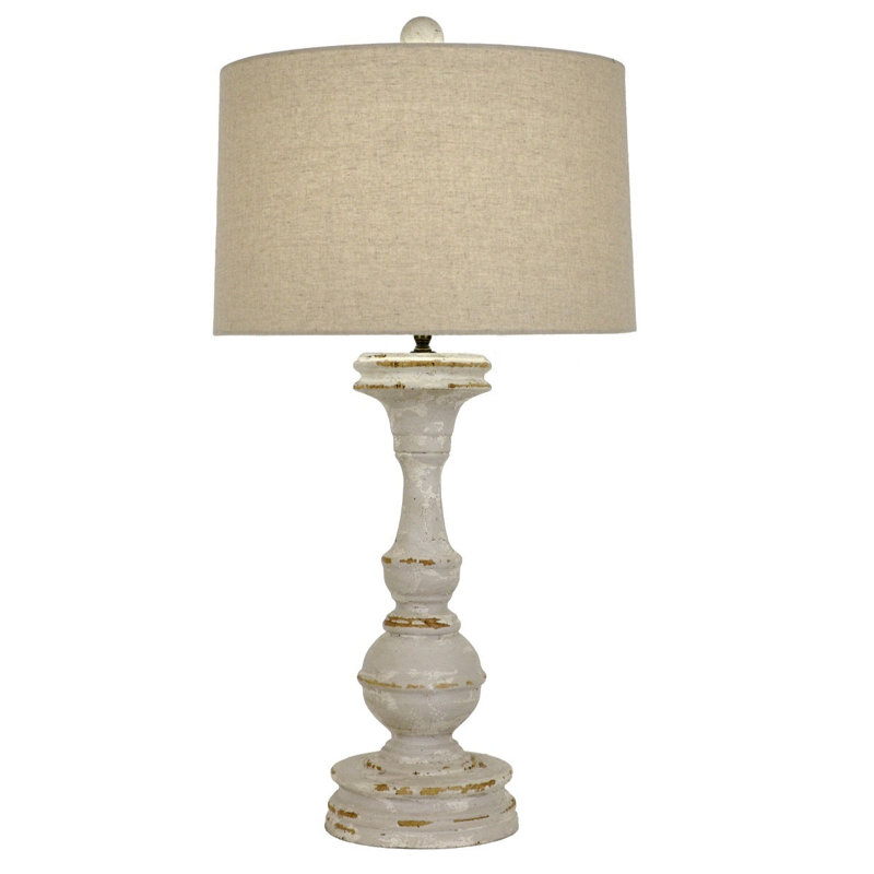 Canaan Table Lamp, Light Gray/Off White, Brown