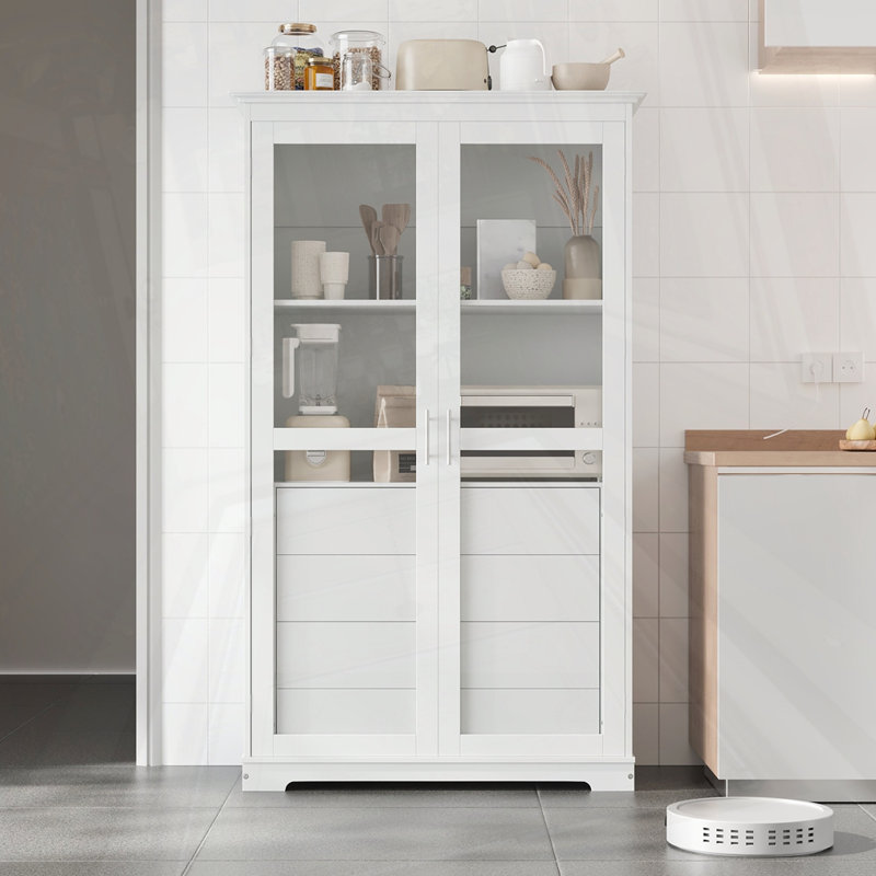 Vitrine de rangement autoportante pour cuisine, Blanc