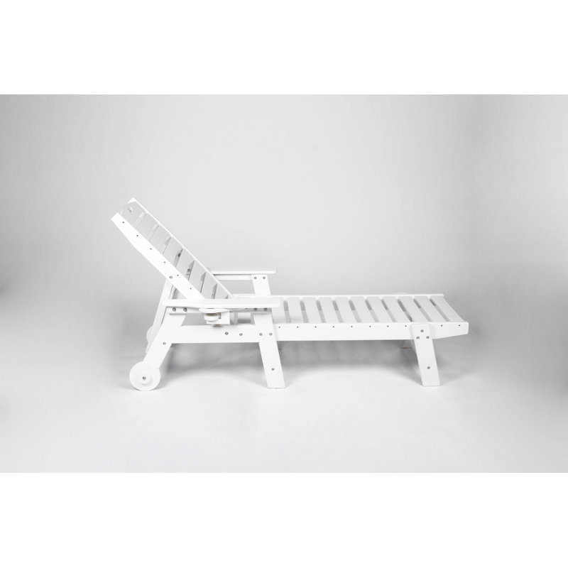 Chaise longue avec table d'appoint, Blanc