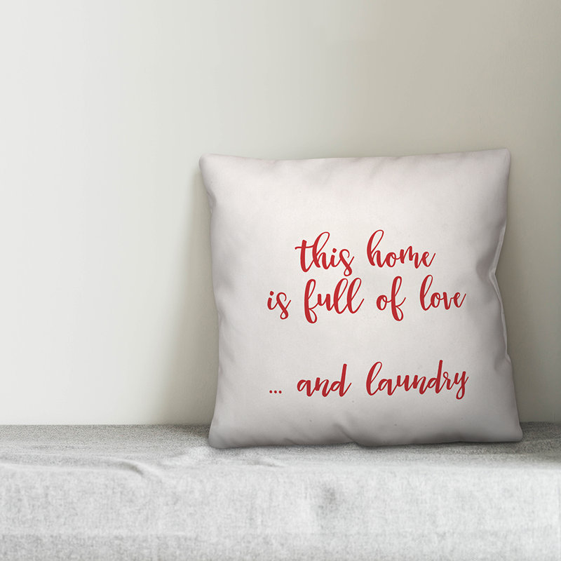  Coussin Home, Blanc / rouge, Housse de coussin