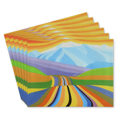 Mountain Road Multicolored Polyester Andaluss Set of 6