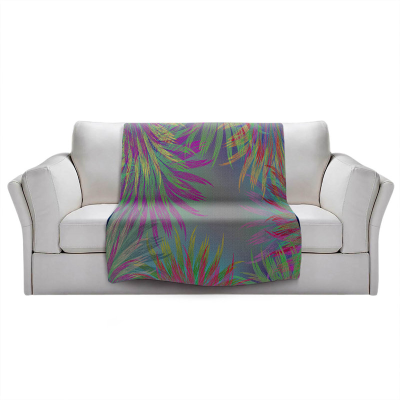Hand Woven Throw Blanket, 51" W x 60" L, Grey/Green
