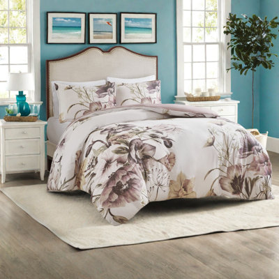 Ensembles de literie à motif floral doux pour grand lit en polyester Shabby Chic Home
