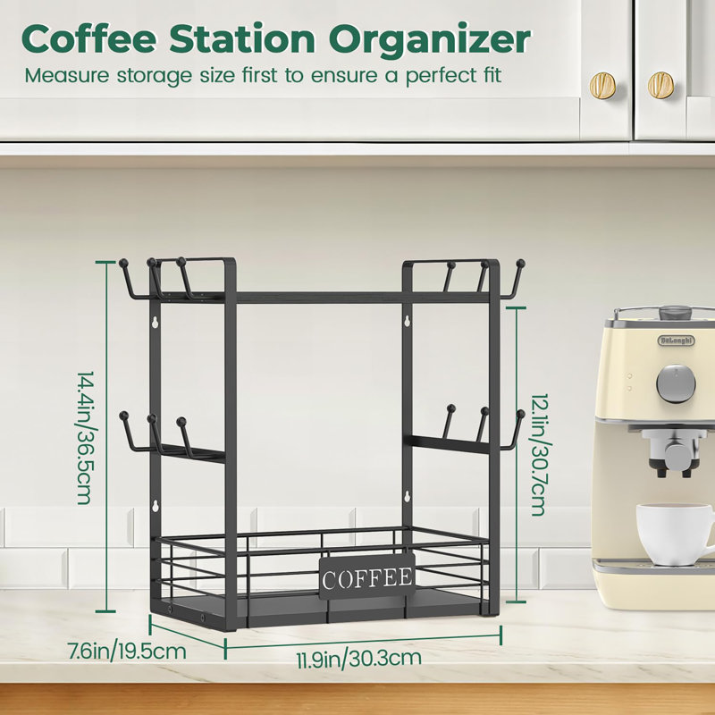 Multi-Functional 2 Tier Mug Tree Rack, Black