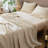MooMee Flat Sheet 100% Washed Cotton Linen Like Textured Breathable Lightweight-107894588-107894589