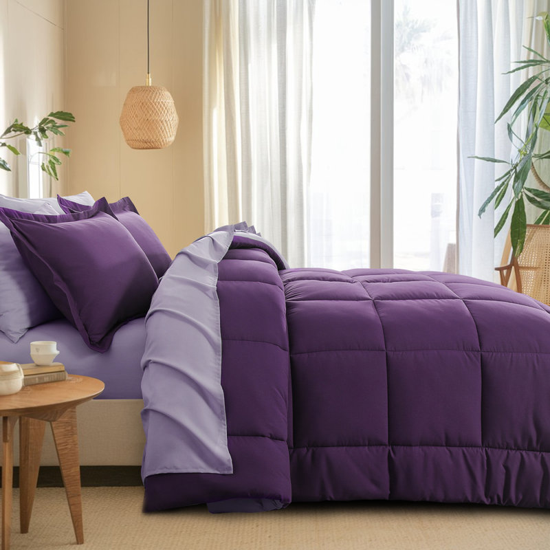 Ensemble d'édredon en microfibre 5/7-pièces , Édredon de grande taille et 6 pièces supplément, Lavande / mauve