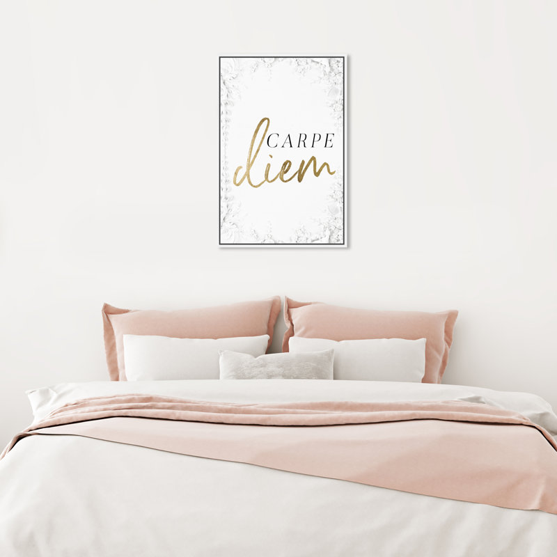 Carpe Diem Glam - art textuel, Cadre flottant blanc, H 24 po x l 16 po