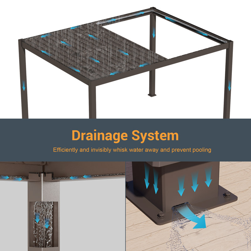 Outdoor Patio Pergola Adjustable Metal Pergola with Louvers, 10 Ft. x 20 Ft.	