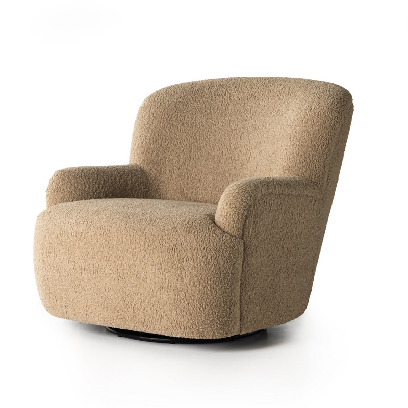 Kadon Swivel Armchair, Sheepskin Camel Sherpa