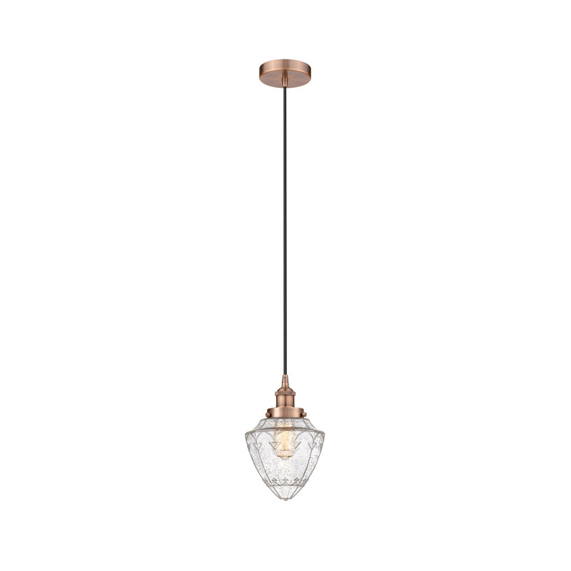 Luminaire suspendu simple en forme d'urne à 1 lumière Myland, H 12 po x l 7 po x P 7 po, Bullé, Cuivre antique
