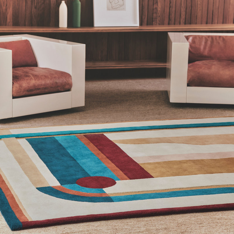 Hacienda Hand Tufted Wool Area Rug, Rectangle 5'5" x 7'8"