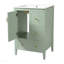 Meuble-lavabo 24 po avec lavabo, 1 armoire avec porte à fermeture douce, 3 tiroirs à fermeture douce, poignées en métal rétro, vert clair