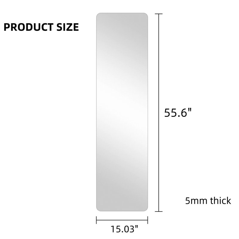 55.6"X15.03" Full-Length Round Corner Mirror,High-Quality 5Mm Silver Mirror Explosion-Proof Glass, Full Body Mirror With Hanging Hole For Living Room, Bedroom And Cloakroom