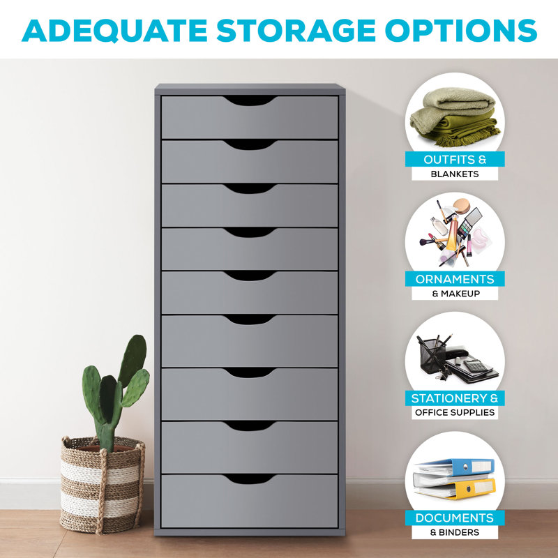 Garysburg 9-Drawer Filing Cabinet – Versatile Lateral File Cabinet and Office Storage Organizer for Efficient File Management and Stylish Wood Storage