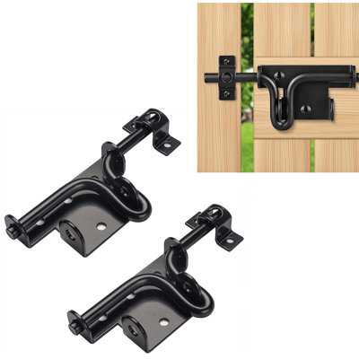 Heavy Duty Slide Bolt Gate Latch with Padlock Hole, 2 Pack Sliding Bolt Gate Lock Hardware for Wooden Fences, Barn Doors, Outdoor Gate Latches
