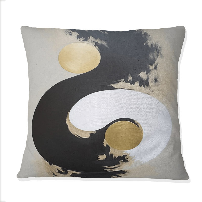 New Gold Balance X - Coussin décoratif avec peinture abstraite