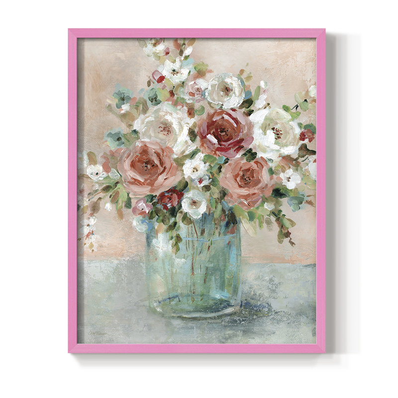 Impression encadrée pêche - rosé, H 21 po x l 17 po, Rose