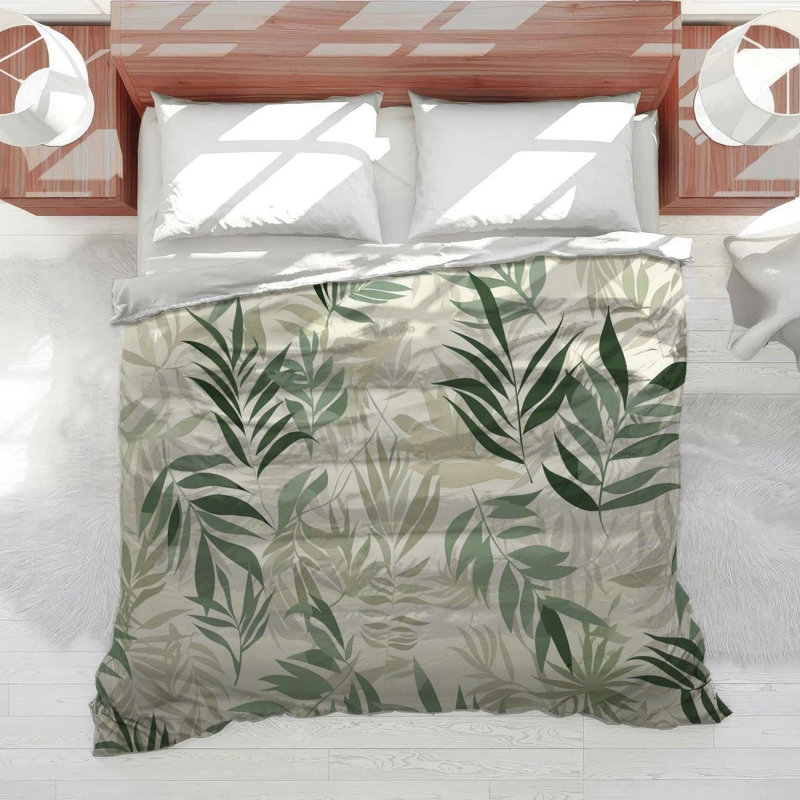 Botanical Bedding Cool Motif Comforter Monochrome, Twin Comforter