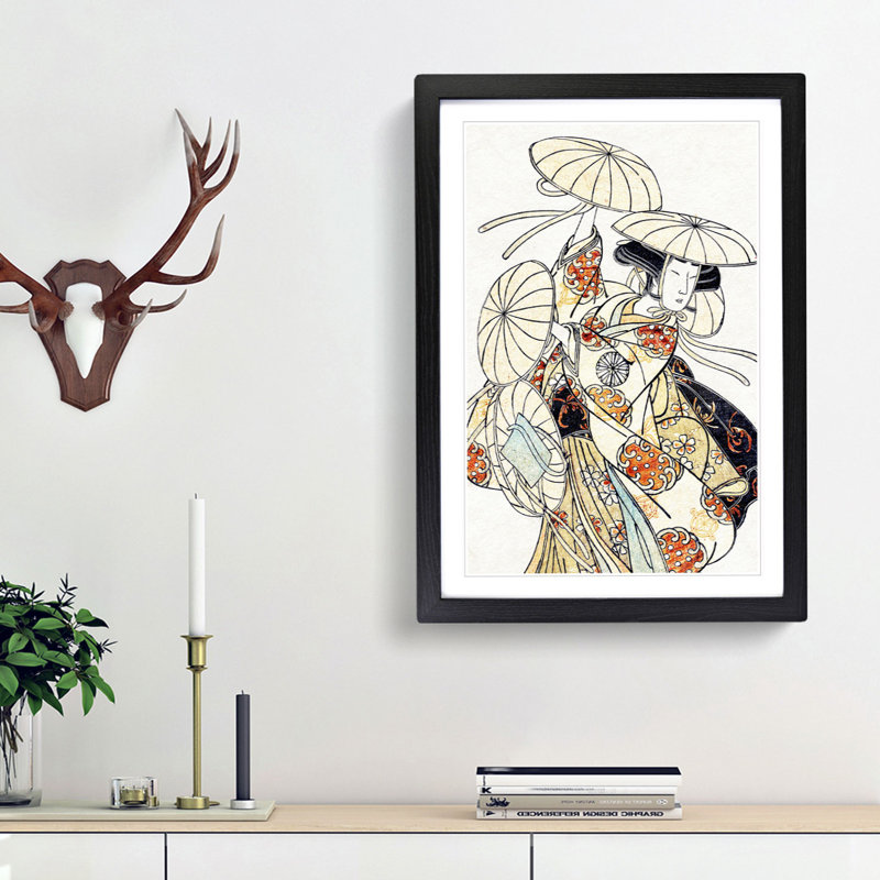 Dancer by Katsukawa Shunsho - Picture Frame Painting Print, Black Framed, 65cm H x 48cm W x 2cm D