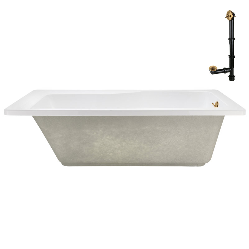 66'' x 34'' Acrylic Soaking Drop-In Bathtub, Drain Included, Brushed Gold