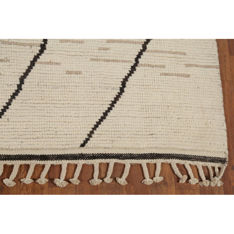 Tapis oriental marocain en laine de ton terreux 7 x 11