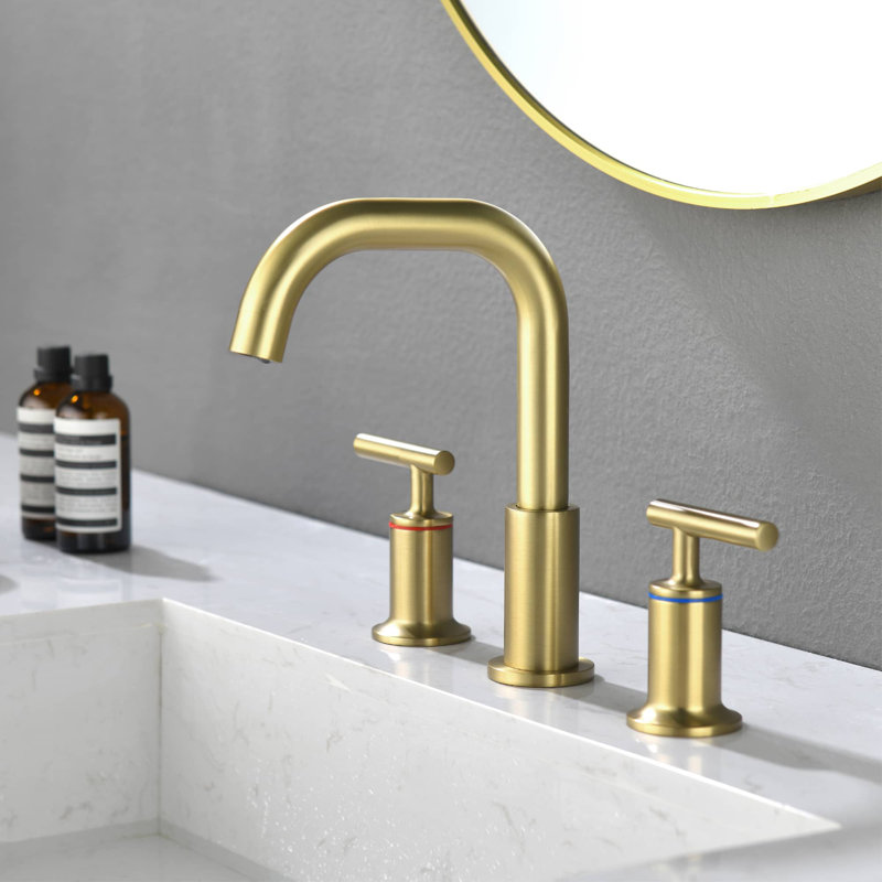Widespread 2-handle Bathroom Faucet, Brushed Gold