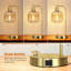 Lampe de table industrielle Qimh pour ensemble de chambre à coucher avec 2 lampes en verre champagne à côté avec ports USB A&C Lampes de table de chevet à intensité variable pour table de salon