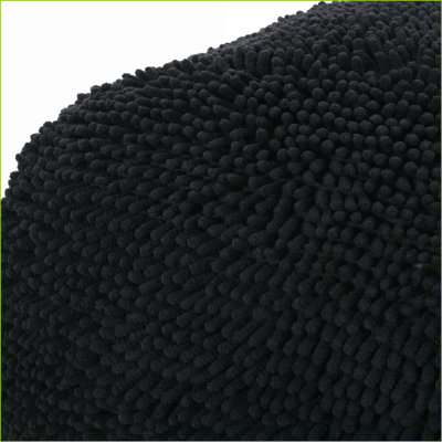 Square Extra Plush Microfiber Chenille Pouf, Fully Assembled Charcoal Gray | Microfiber | Dark Charcoal